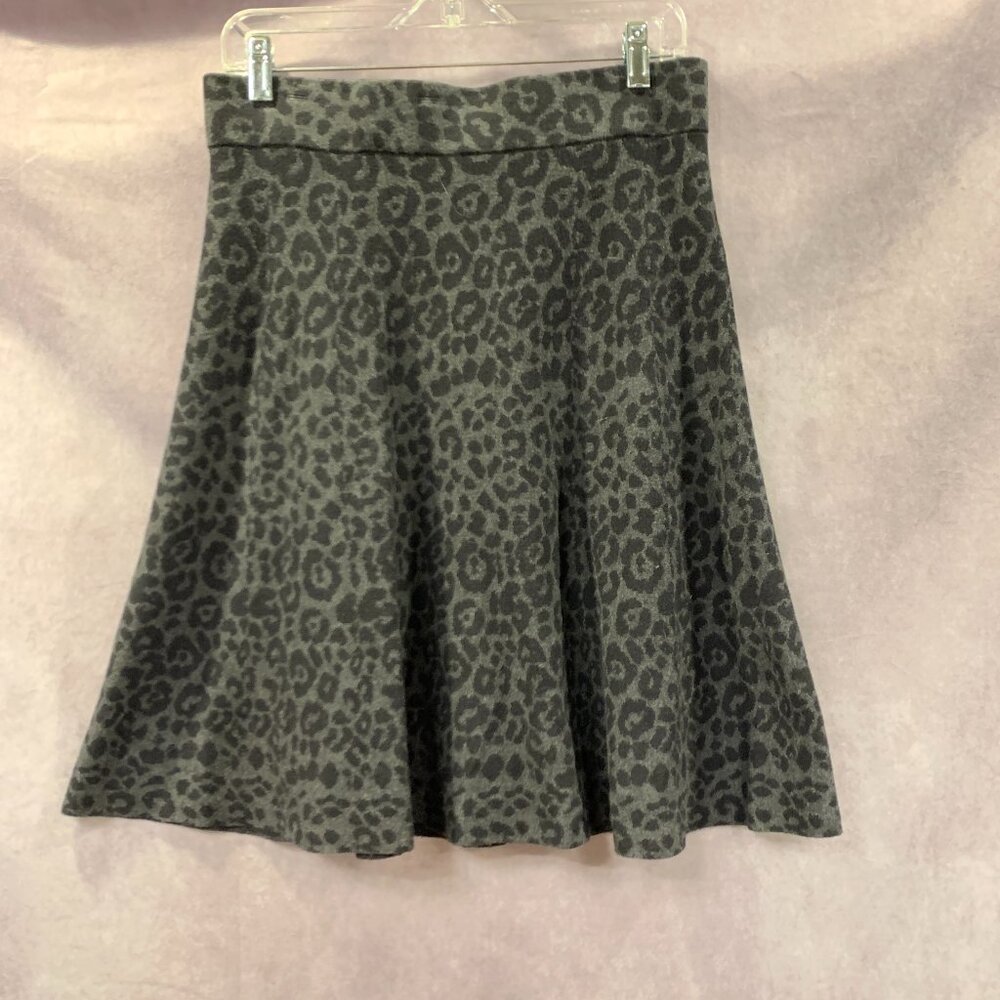 Gray Leopard Print A-Line Skirt